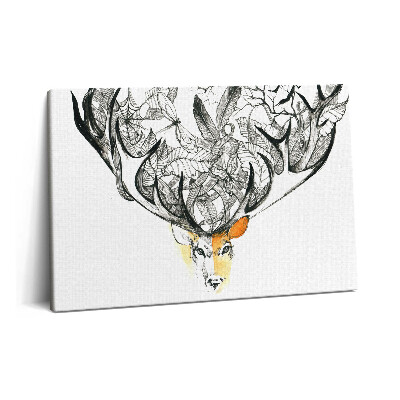 Tablou pe pânză 60x40 Ilustrație animală și naturală - cerb