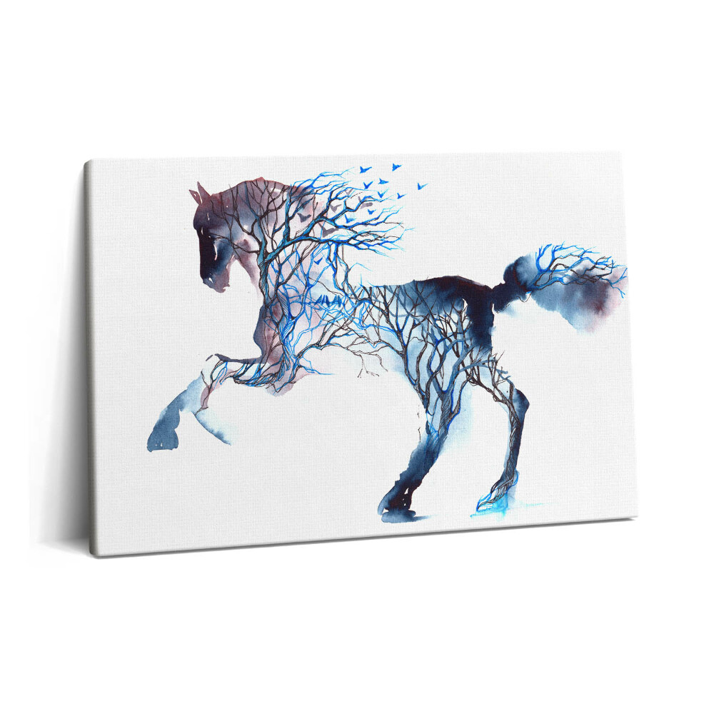 Tablou pe pânză 60x40 Natură animală - Cal și copaci pictați