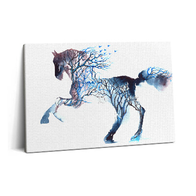Tablou pe pânză 60x40 Natură animală - Cal și copaci pictați