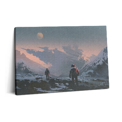 Tablou pe pânză 60x40 Astronauții și Calea Lactee