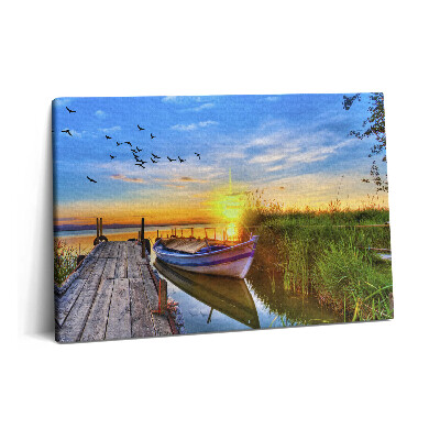 Tablou pe pânză 60x40 Vedere a lacului și a apusului de soare