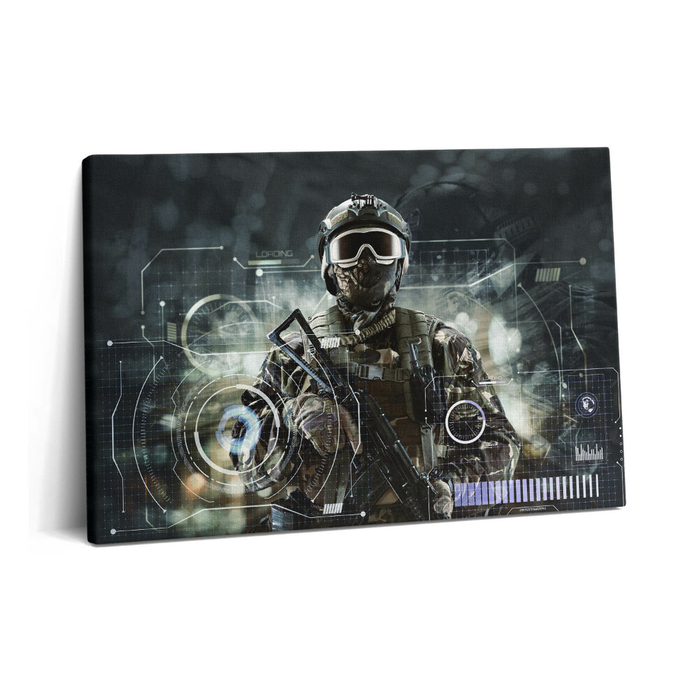 Tablou pe pânză 60x40 Soldat al forțelor speciale cu o armă