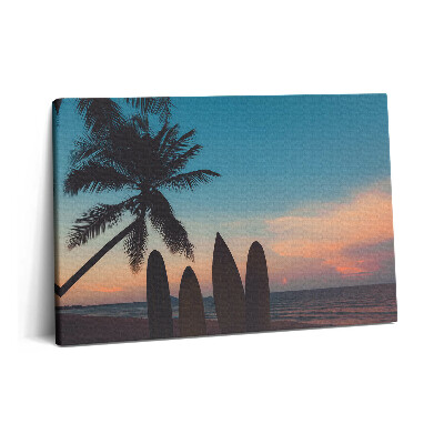 Tablou pe pânză 60x40 Surfing pe o plajă tropicală