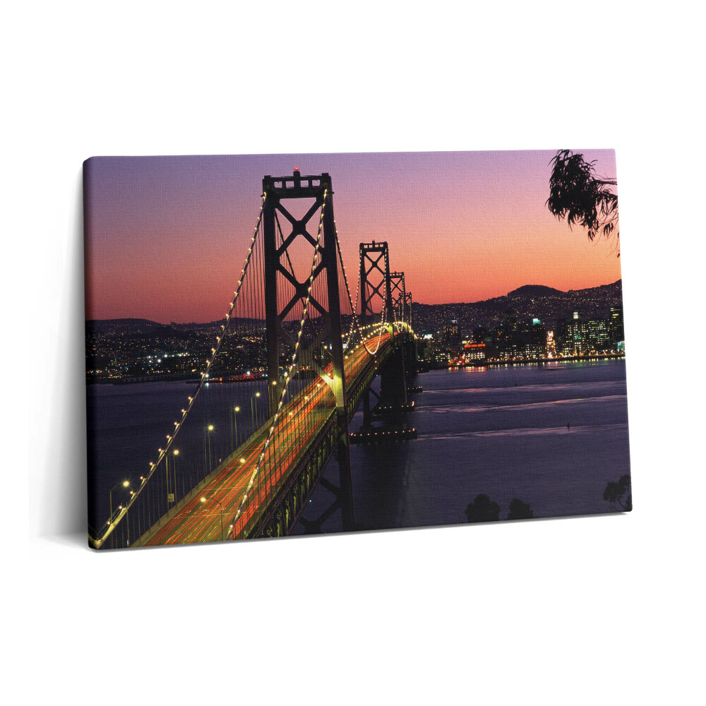 Tablou pe pânză 60x40 Podul și apusul de soare din San Francisco