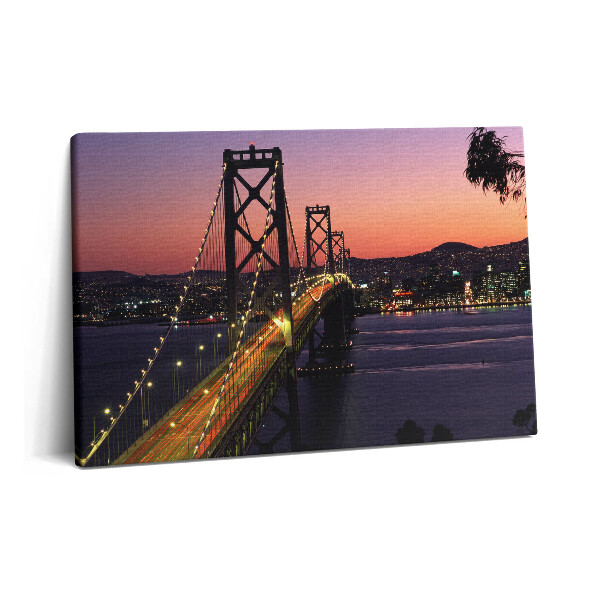 Tablou pe pânză 60x40 Podul și apusul de soare din San Francisco