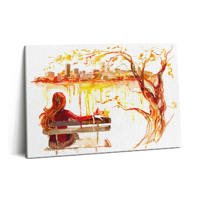 Tablou pe pânză 60x40 Peisaj de toamnă - femeie