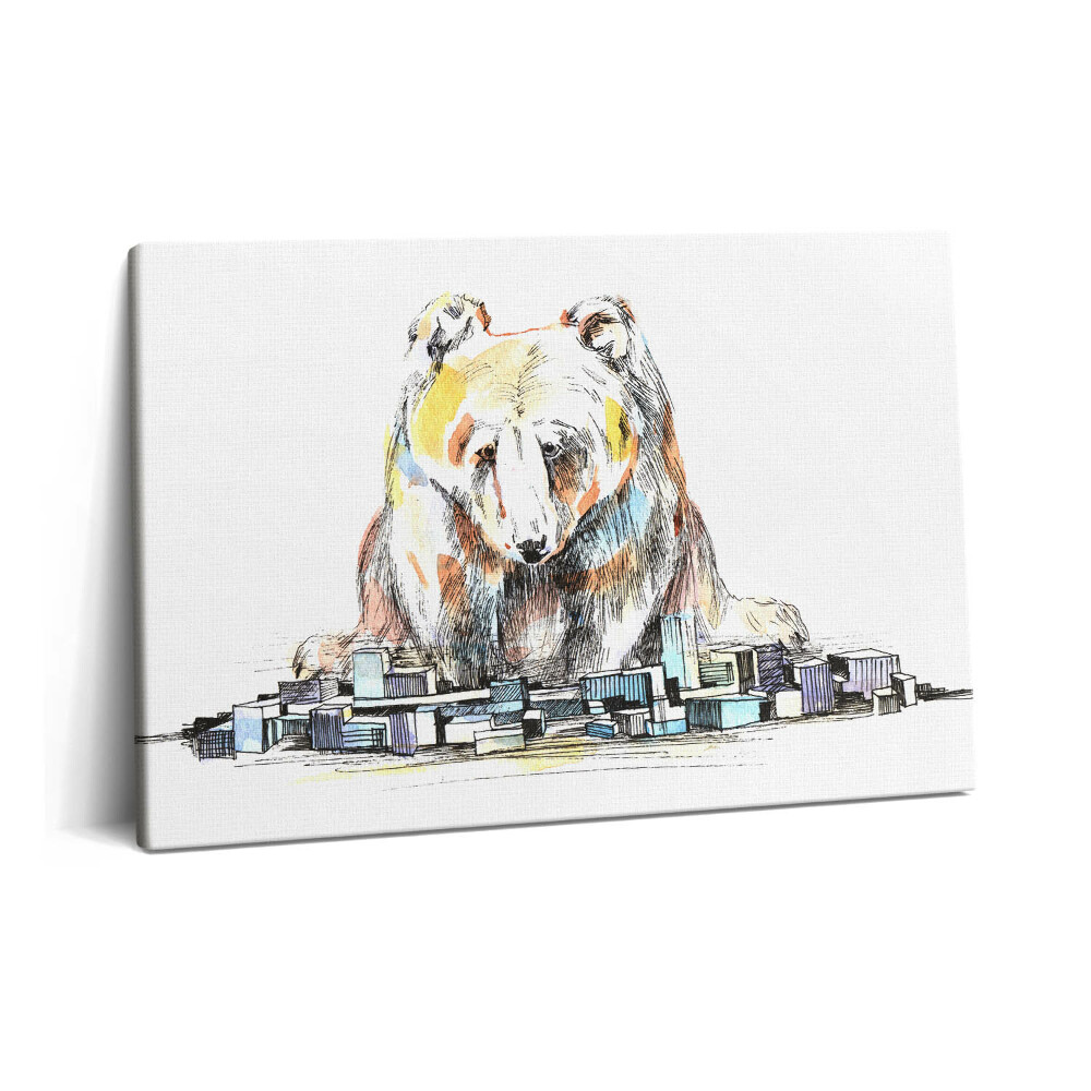 Tablou pe pânză 60x40 Ursul și orașul abstract