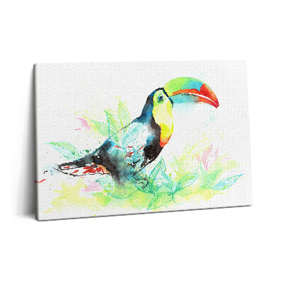 Tablou pe pânză 60x40 Toucan iarbă acuarelă