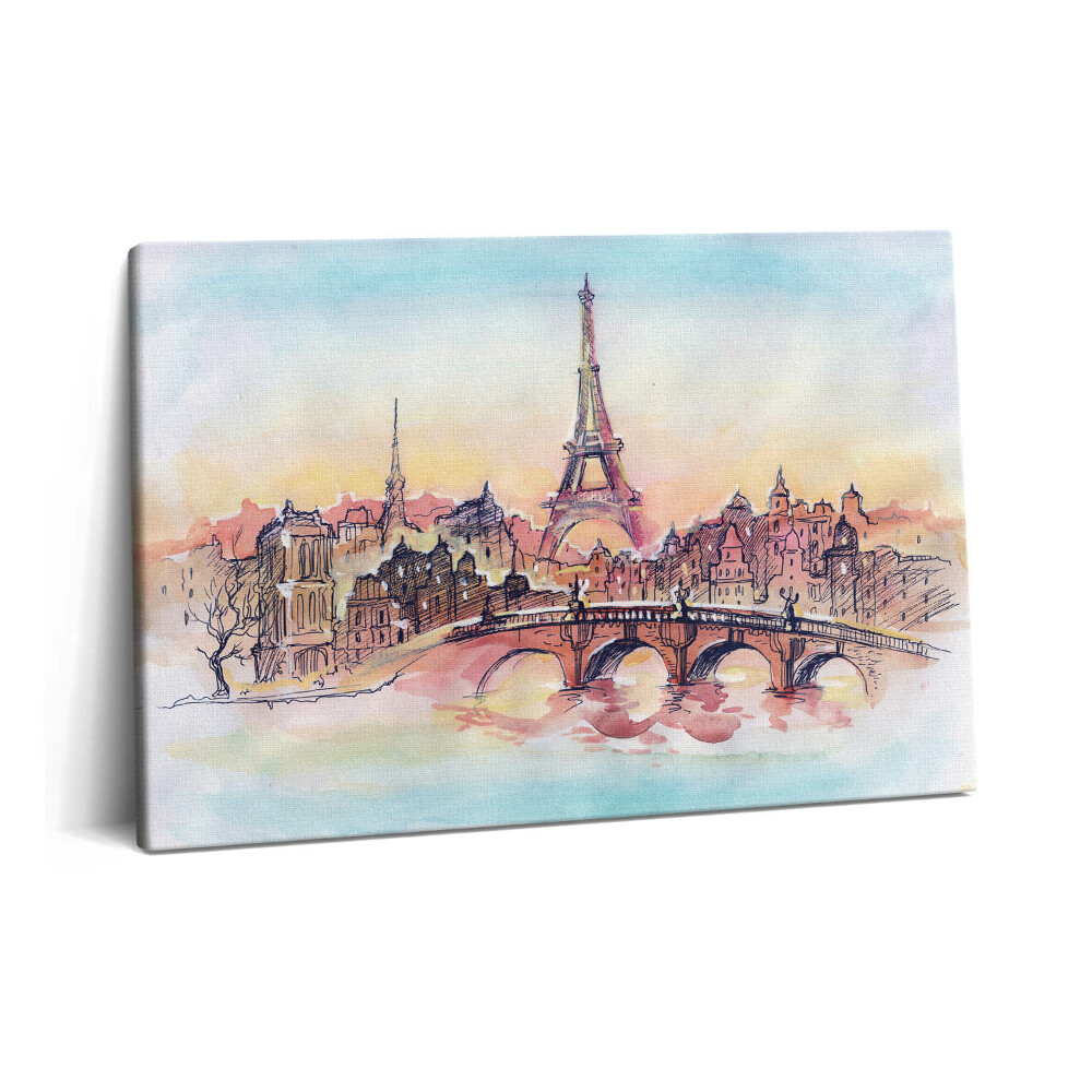 Tablou pe pânză 60x40 Vedere pictată a Parisului