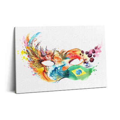 Tablou pe pânză 60x40 Cultura braziliană și steagul cu mască