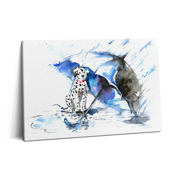 Tablou pe pânză 60x40 Acuarelă dalmată sub umbrelă