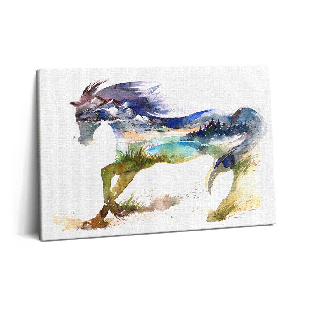 Tablou pe pânză 60x40 Calul și peisajul pictat