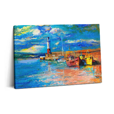 Tablou pe pânză 60x40 Far și bărci