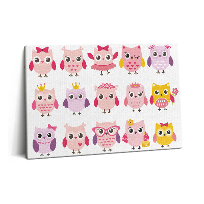 Tablou pe pânză 60x40 Bufnițe colorate într-un stil copilăresc