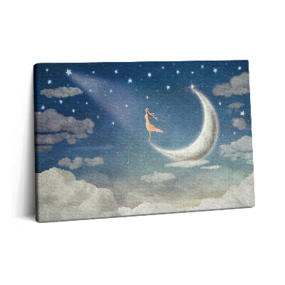Tablou pe pânză 60x40 Fată pe lună și cerul nopții