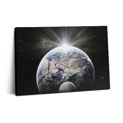 Tablou pe pânză 60x40 Vedere a Pământului și a Lunii