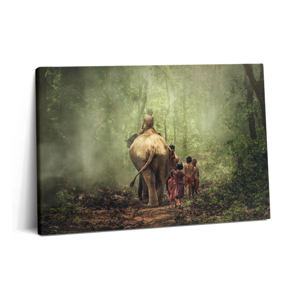 Tablou pe pânză 60x40 Copii și un elefant