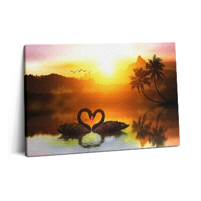 Tablou pe pânză 60x40 Frumoasă lebădă neagră pe lac