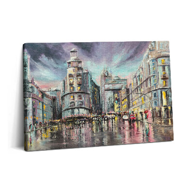 Tablou pe pânză 60x40 Orașul ploios – O plimbare în ploaie