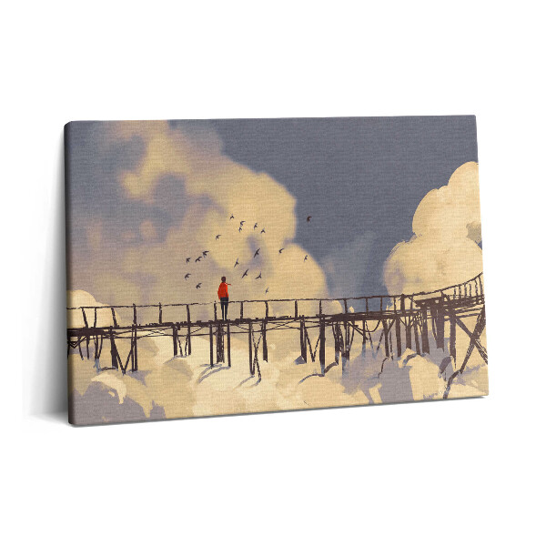 Tablou pe pânză 60x40 Bărbat pe podul vechi