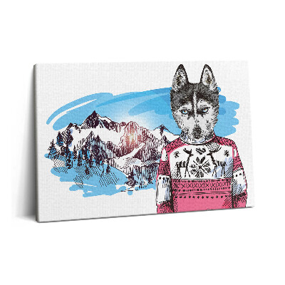 Tablou pe pânză 60x40 Husky într-un pulover