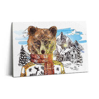Tablou pe pânză 60x40 Ursul într-o eșarfă