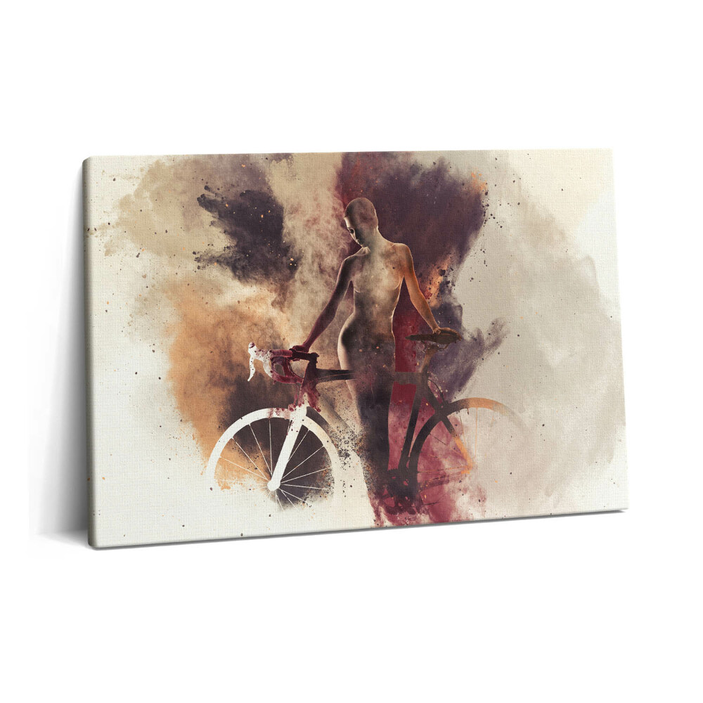 Tablou pe pânză 60x40 Femeie și bicicletă