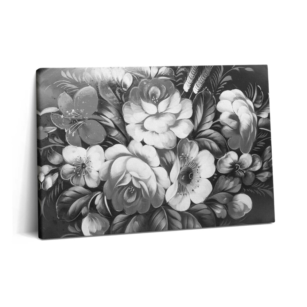 Tablou pe pânză 60x40 Flori albe și negre