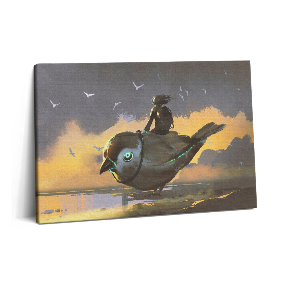 Tablou pe pânză 60x40 O fată stă pe o pasăre