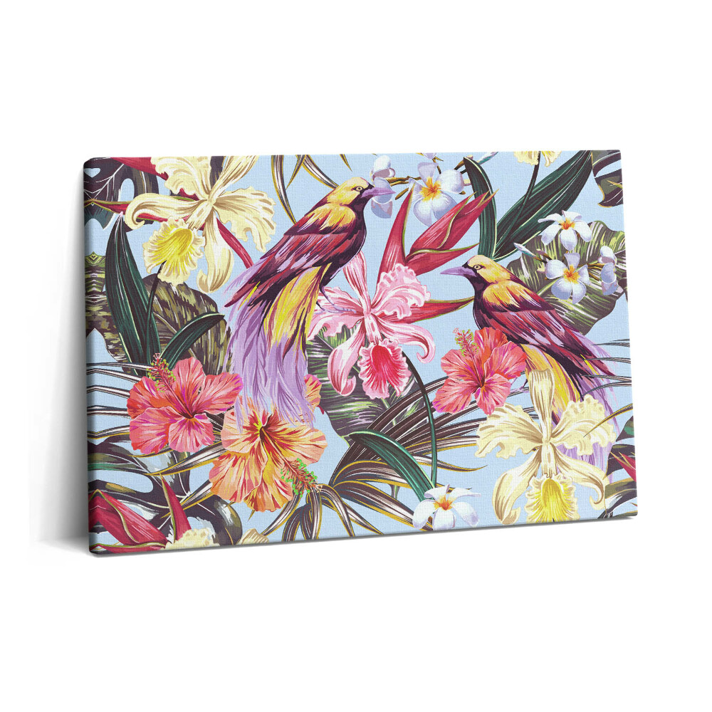 Tablou pe pânză 60x40 Ilustrație cu păsări pe o ramură