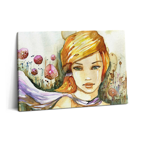 Tablou pe pânză 60x40 Femeie și gogoși în acuarelă