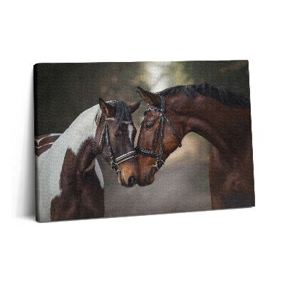 Tablou pe pânză 60x40 Portret de cai în pădure