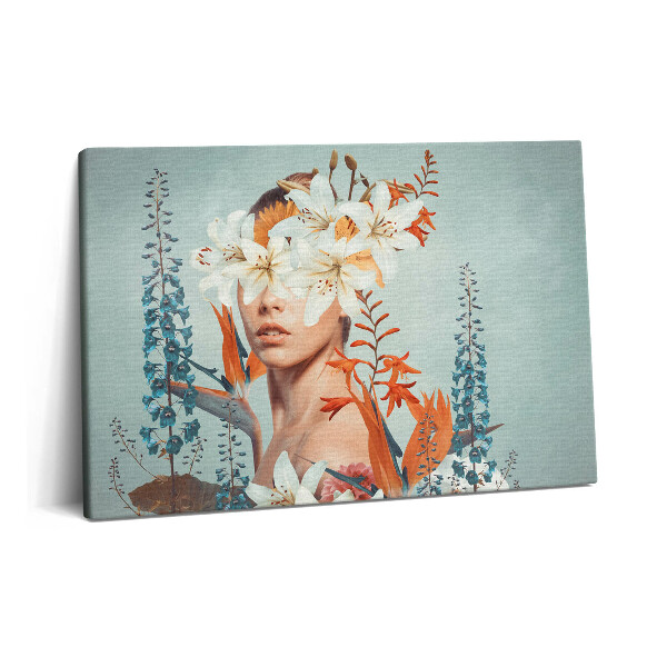 Tablou pe pânză 60x40 Femeie abstractă cu flori