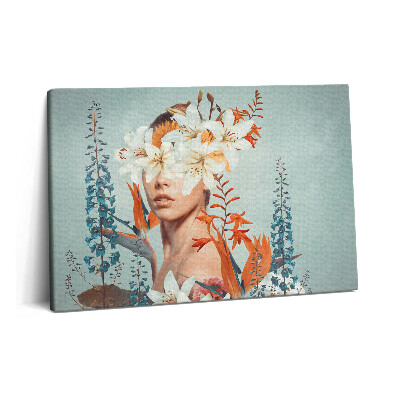 Tablou pe pânză 60x40 Femeie abstractă cu flori
