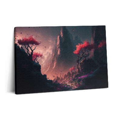 Tablou pe pânză 60x40 Pădure și munți magici