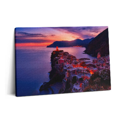 Tablou pe pânză 60x40 Oraș de la malul mării seara