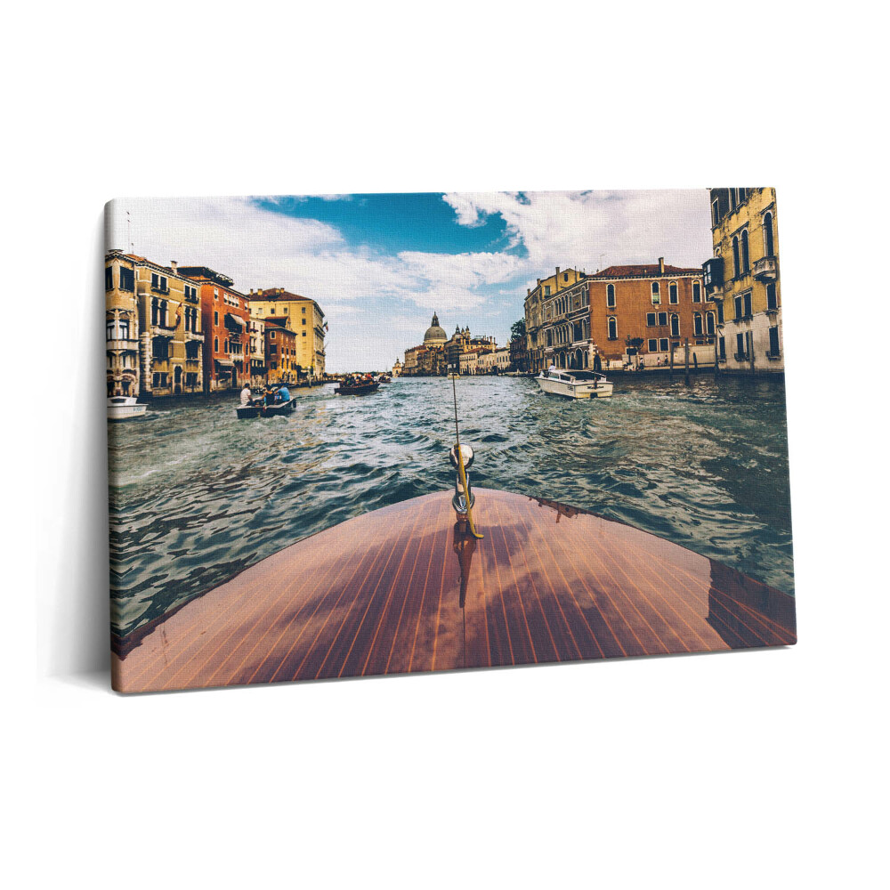 Tablou pe pânză 60x40 Barcă cu motor pe râu