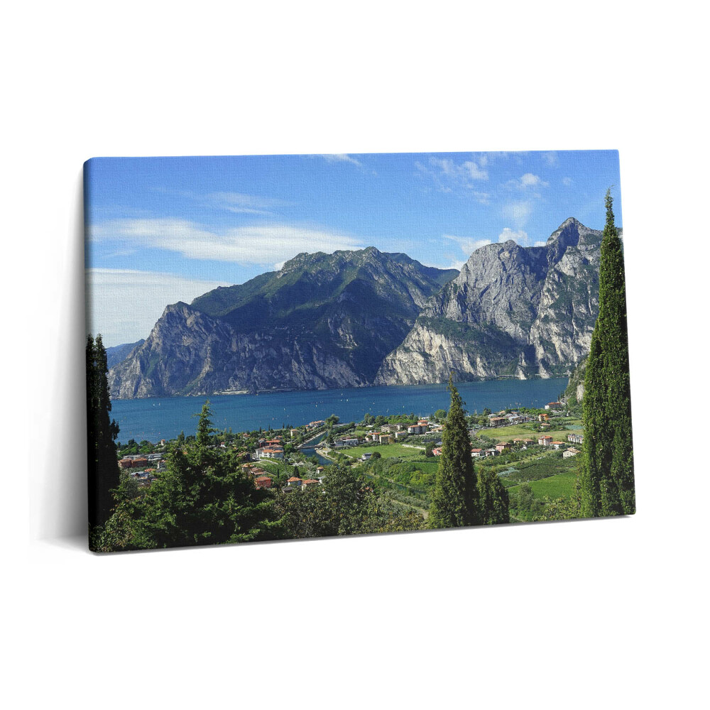 Tablou pe pânză 60x40 Copaci verzi în fața orașului