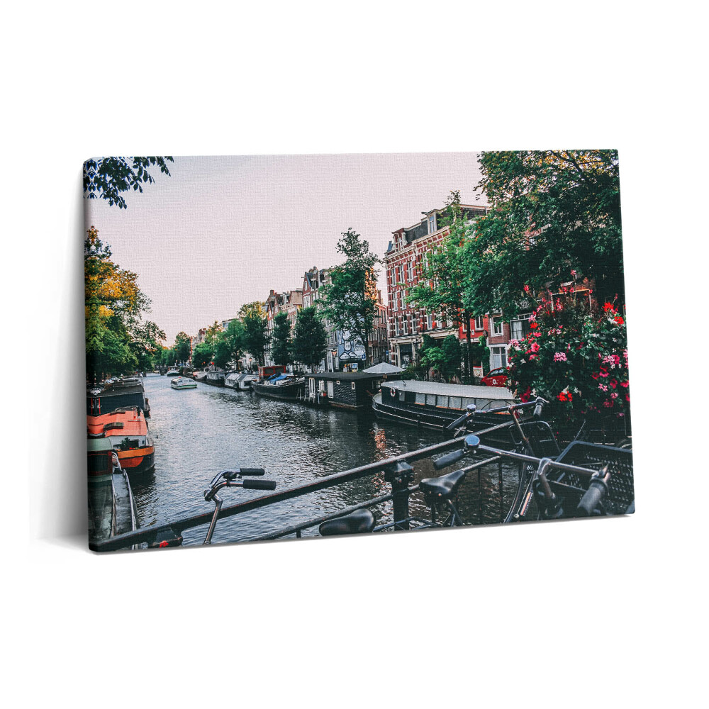 Tablou pe pânză 60x40 Biciclete pe pod