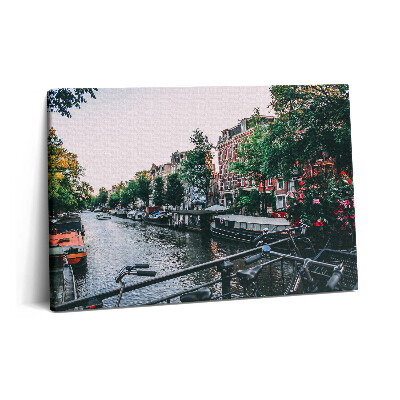 Tablou pe pânză 60x40 Biciclete pe pod