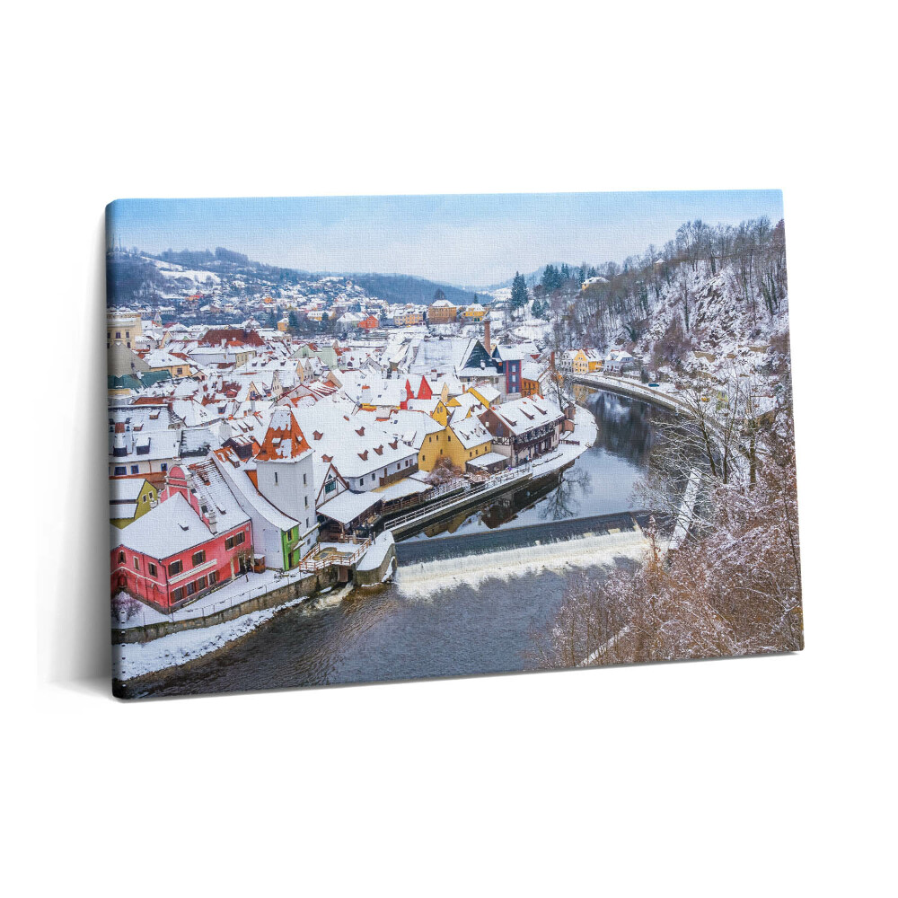 Tablou pe pânză 60x40 Panorama orașului Krumlov iarna