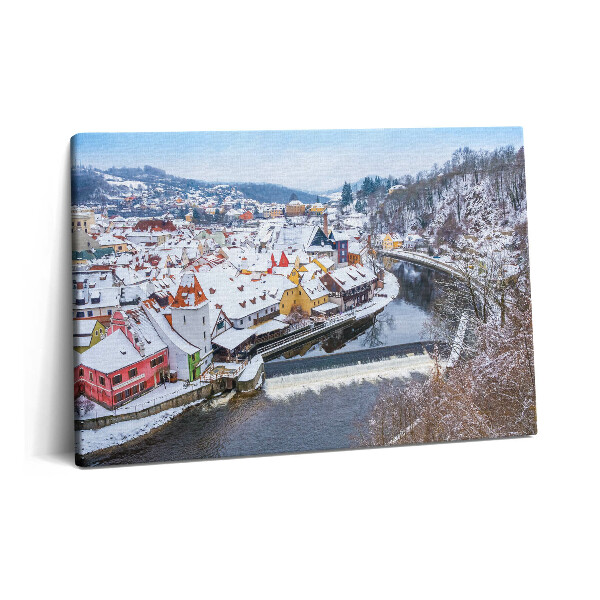Tablou pe pânză 60x40 Panorama orașului Krumlov iarna