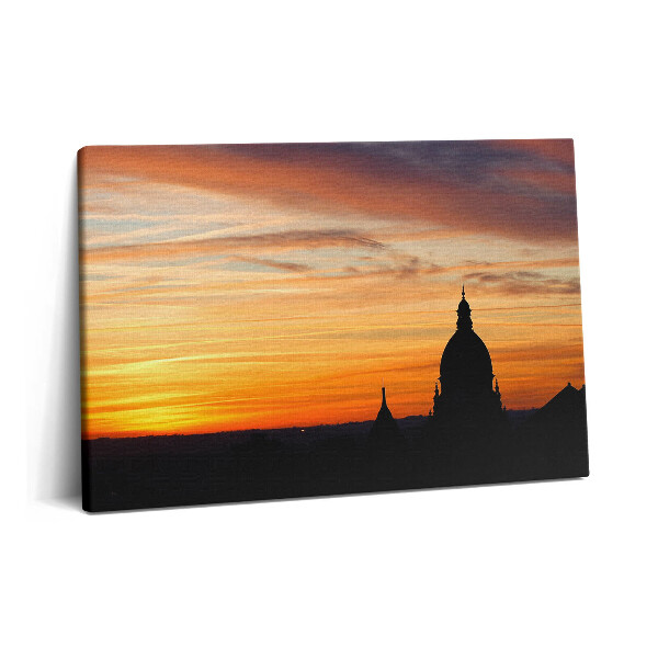 Tablou pe pânză 60x40 Clădire la apus
