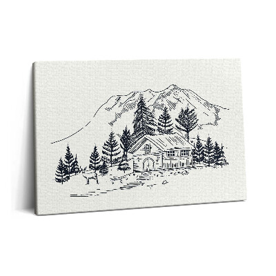 Tablou pe pânză 60x40 Desenul unei cabane de munte