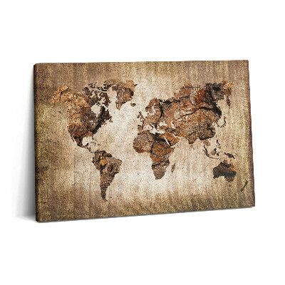 Tablou pe pânză 60x40 Hartă a lumii din lemn