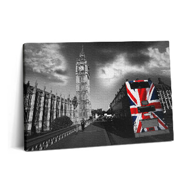 Tablou pe pânză 60x40 Big Ben și autobuzul londonez