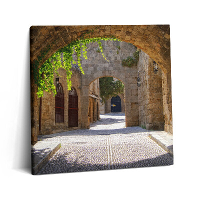 Tablou pe pânză canvas 60x60 Stradă medievală în Rhodos, Grecia