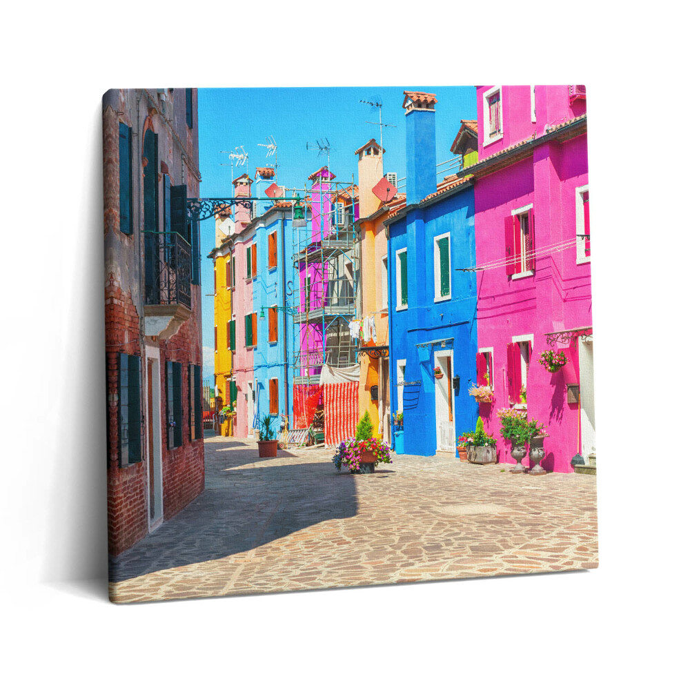 Tablou pe pânză canvas 60x60 Cartierul colorat al insulei Burano