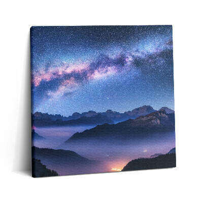 Tablou pe pânză canvas 60x60 Cer înstelat peste munți