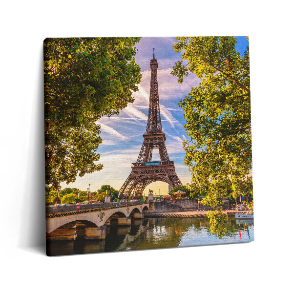 Tablou pe pânză canvas 60x60 Turnul Eiffel printre copaci